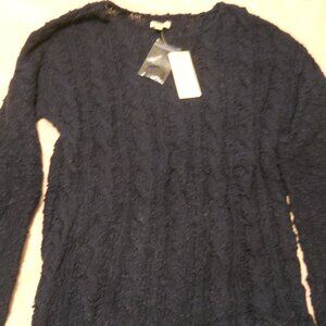 NEW ~ Sonoma Long Sleeve Popcorn Crew Sweater ~ Peacoat ~ Size Small ~